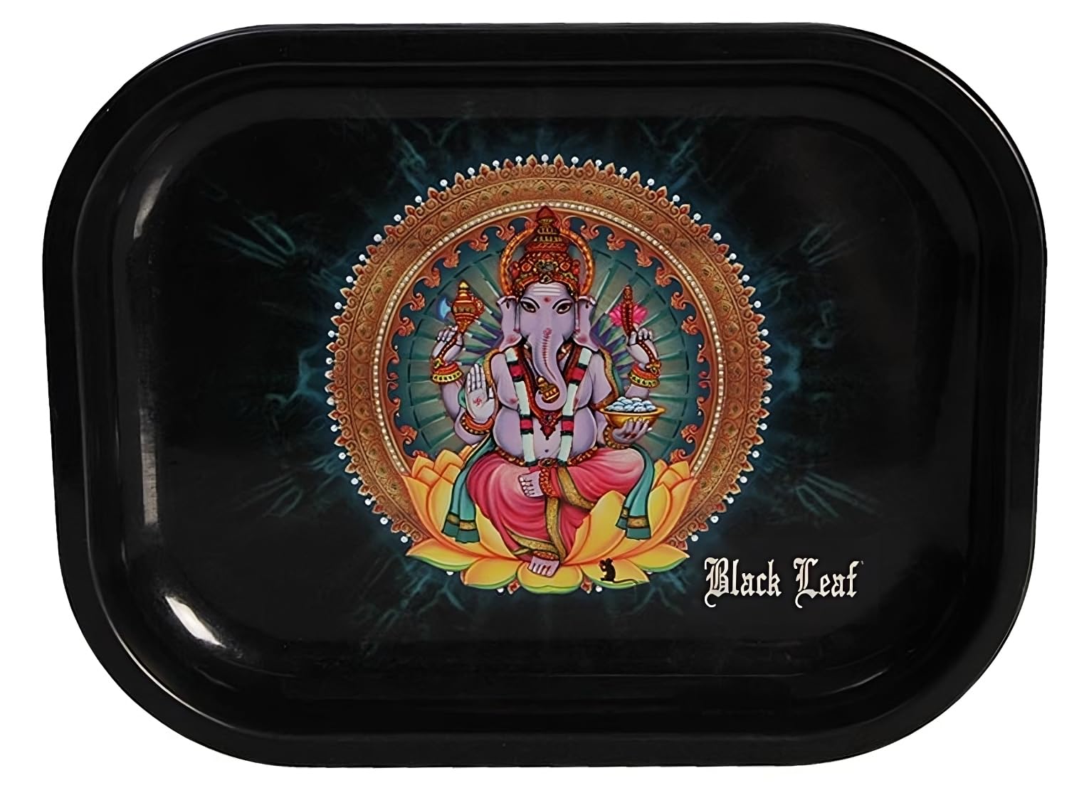 Black Leaf Rolling Tray 'Ganesha' S