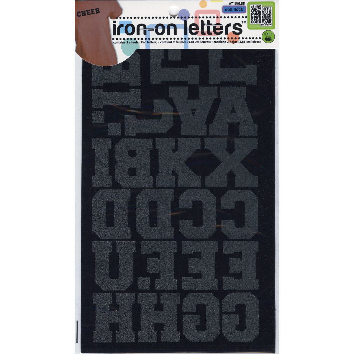 Dritz Fabric Iron-On Letters 1.5-inch Athletic-Black