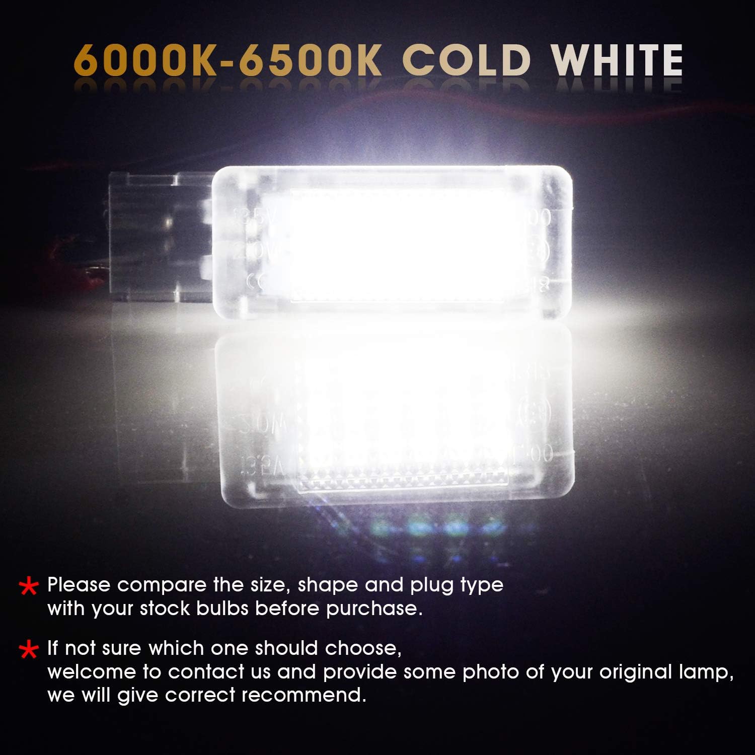 WinPower LED Footwell Light Under Door Lights Luggage Lamp Glovebox Bulb Trunk Lights 6000K White Compatible with Passat B6/B7/B8 Golf 5/6/7/plus A3/S3 8L A4/S4 B5 RS4 A4 B9 Superb Rapid etc - Image 3
