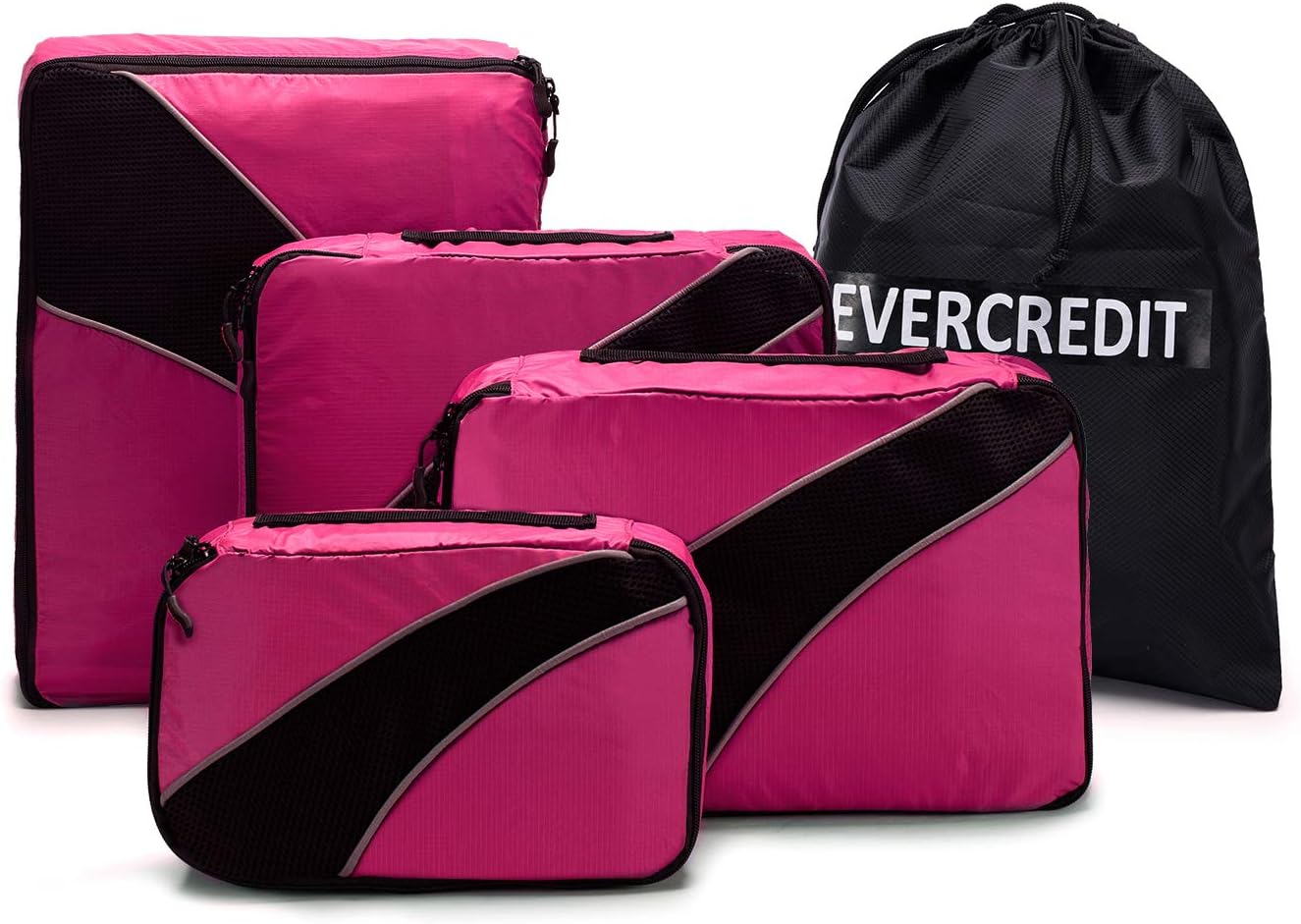 Ecredit Travel Organizers Packing Cubes with Laundry Bag Lightweight Luggage Storage Cube Set for Men Women (Burgundy with Laundry Bag)