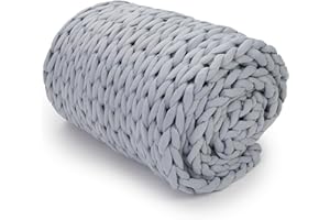 Nuzzie Chunky Knit Blanket - Breathable, Cooling, Hand Made Knit Throw Blanket for Sleep - Machine Washable, Stylish Decor Design - Light Grey, 25 lb King