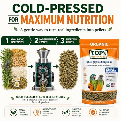 TOP's Parrot Food Bird Pellets for Small Hookbills - Non-GMO