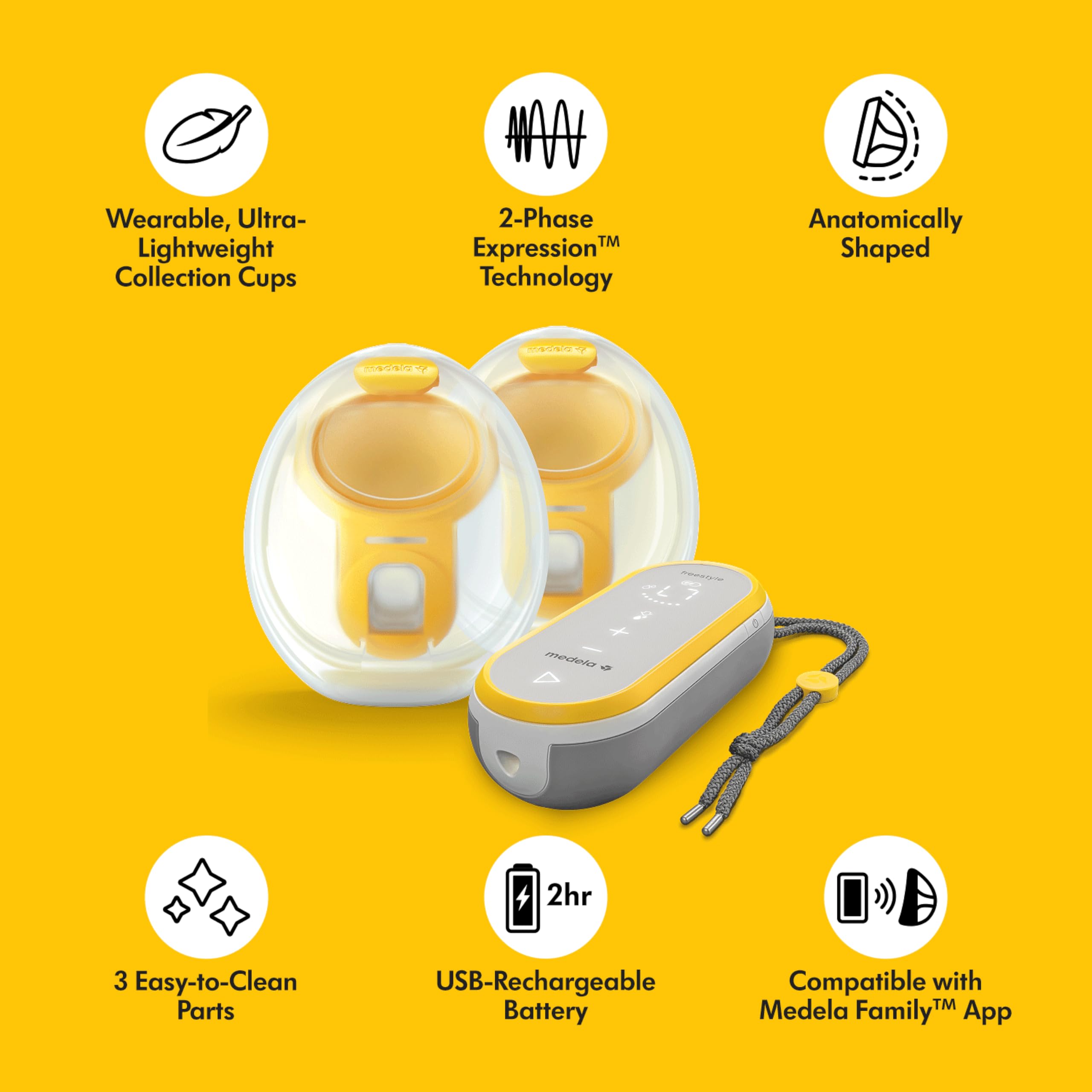 Medela Freestyle Hands-Free Double Electric Breast Pump with Wearable Cups, App Connectivity, Portable and Discreet Design