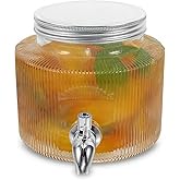 JECOMPRIS Glass Beverage Dispenser with Spigot 0.74 Gallon Large Capacity Cold Water Kettle Juice Container Refrigerator Pitcher for Home Party Use