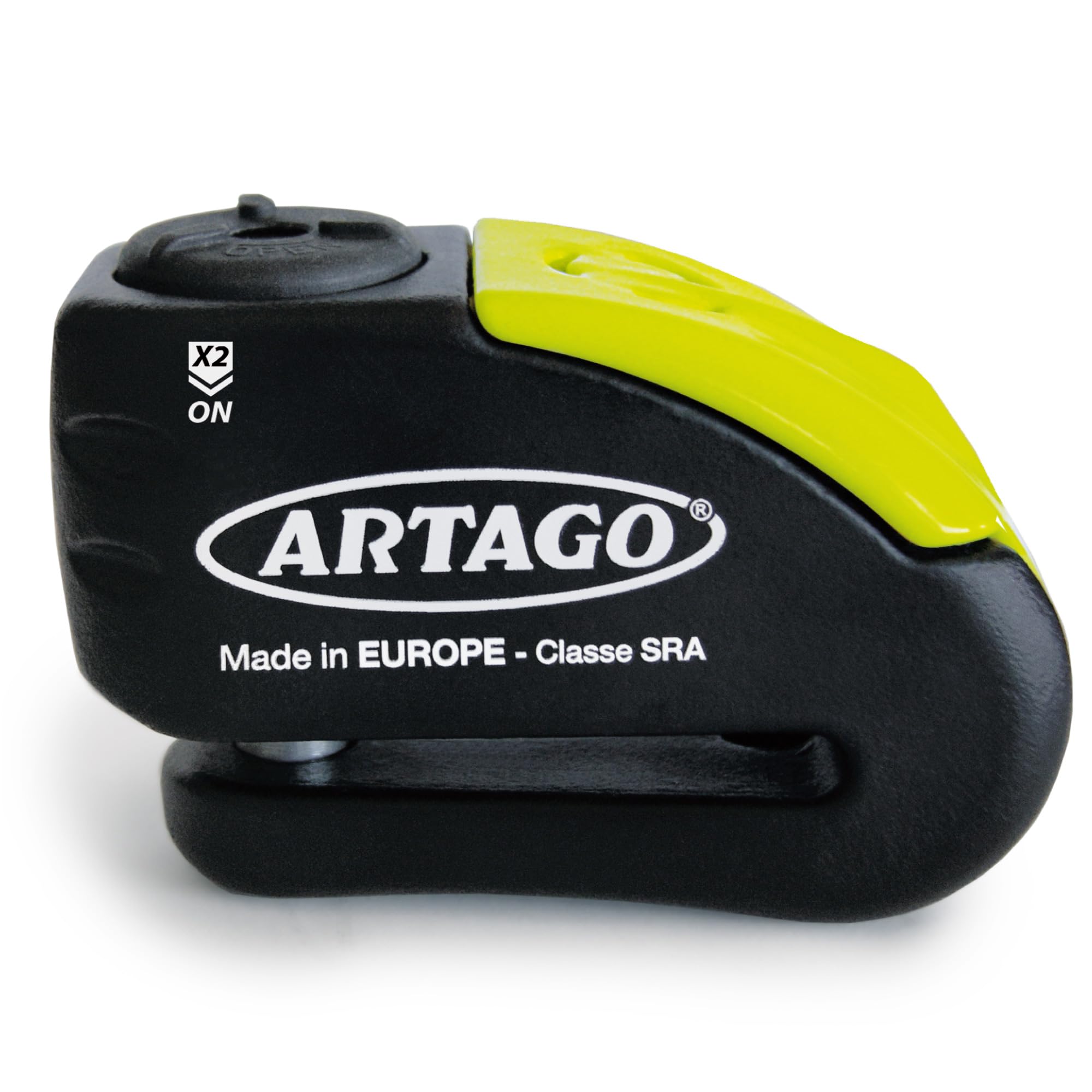 Artago 30X10 High-End Motorcycle Disc Lock with or Without Alarm, Don't Touch System 120dB, Sold Secure Gold & SRA Approved, Disc 5mm Anti-Drill, 14mm Double Locking, Moto Anti Theft Wheel Brake Lock