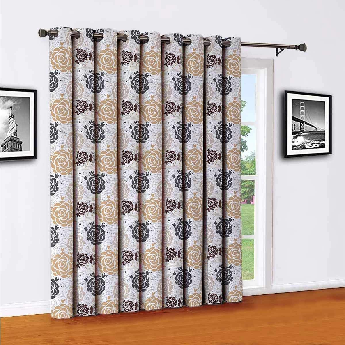 Toopeek - Cortina de puerta corredera para sala de estar, diseño floral