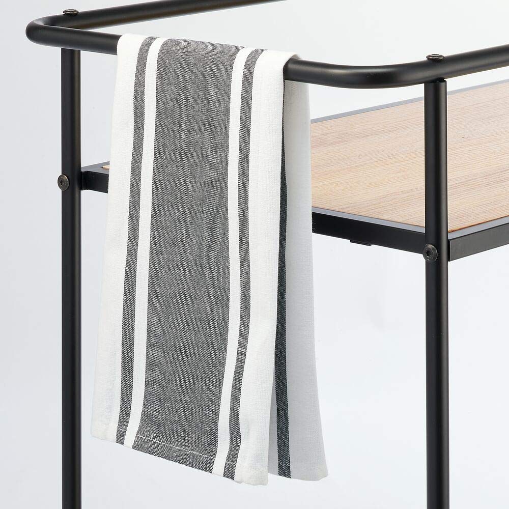 Elegante carrito auxiliar con 2 niveles para accesorios de bar blanco