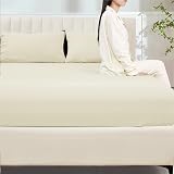 My Home Store Fitted Sheet 300TC Cotton Cream 30 cm Pocket Egyptian view 2