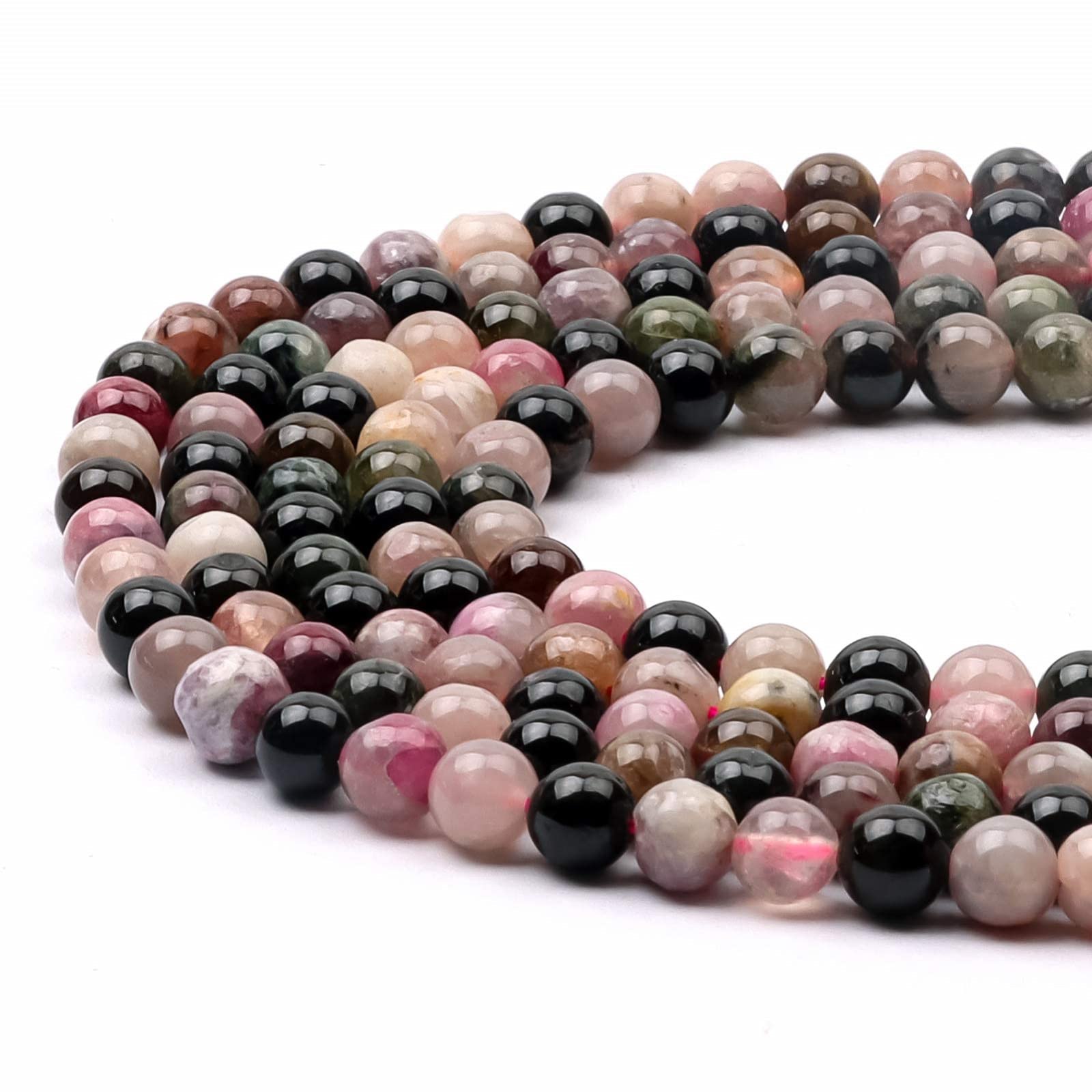 10mm Round Natural Tourmaline Gemstone Beads, 31-36pcs Loose Smooth Healing Power Stone Beads for Bracelet Necklace Jewellery Making and DIY Crafts, 1 Strand 15.5" — image 1