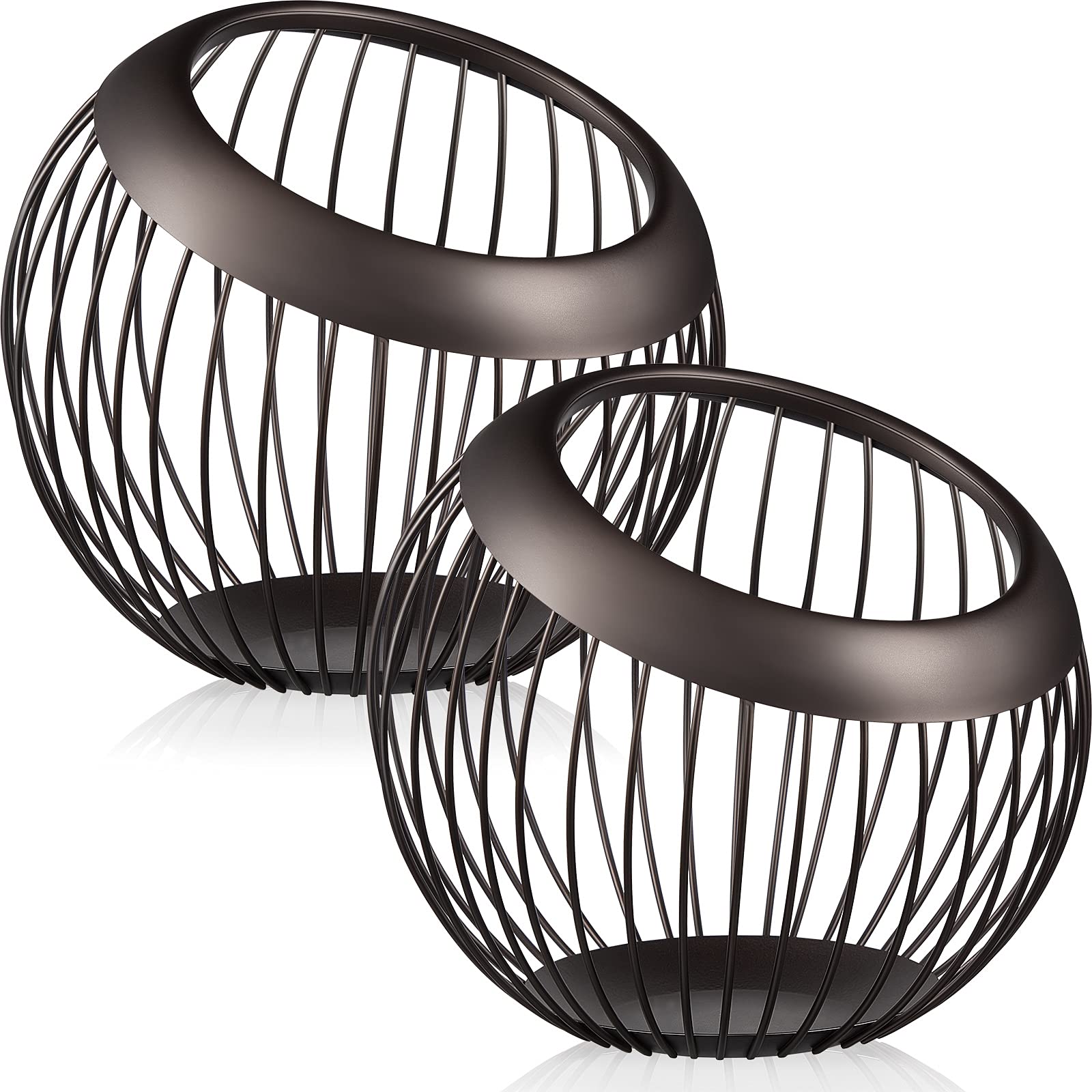 Photo 1 of 2 Pieces Coffee Pods Holder Large Capacity Coffee Pod Baskets Stainless Steel Cup Organizer Sturdy for Espresso Capsule Pot Storage Metal Wire Fruit Bowl Snack Storage(Dark Brown)
