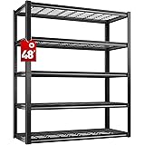 REIBII 48.2''W Garage Shelving Heavy Duty Loads 3010LBS Garage Storage Shelves Heavy Duty Shelving 5 Tier Adjustable Metal Sh