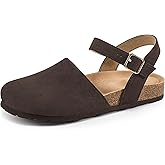 Ecetana Womens Sandals Dressy Summer Closed Toe Flats Comfortable Cork Footbed Casual Walking Shoes