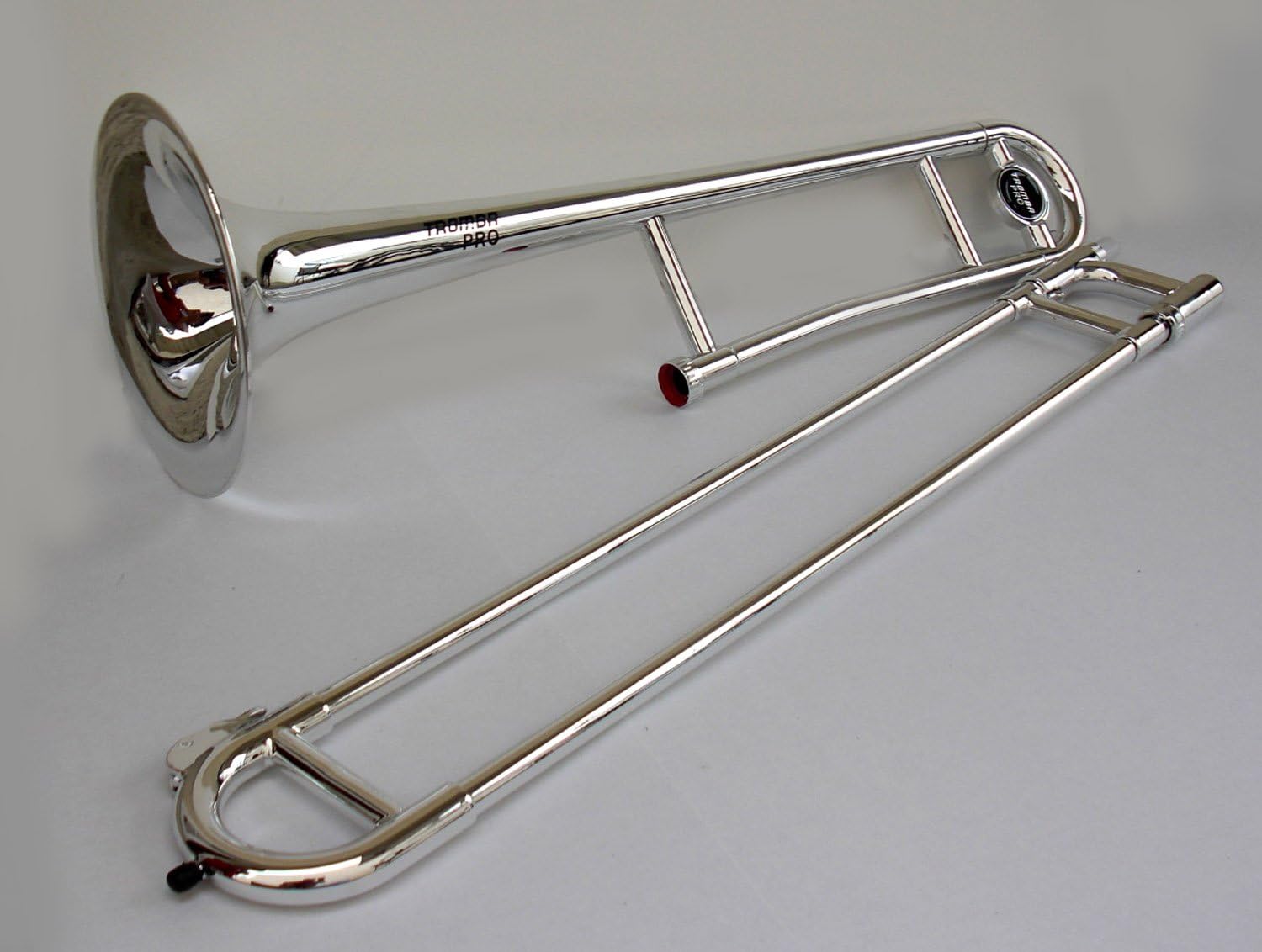 Plastic Trombone in Metallic Silver with Carry Bag, Stand and Cleaning Kit
