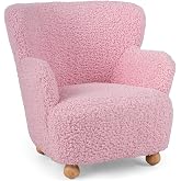Costzon Kids Sofa, Comfy Toddler Armchair with Solid Rubber Wood Legs, Upholstered Children Reading Chair for Boys &amp; Girls Aged 3+, Kids Furniture Mini Recliner Chair for Bedroom, Playroom (Pink)