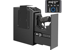 VOLESTAY Slider Hidden Handgun Safe, Biometric Fingerprint Smart Pistol Safe for Nightstand, Desk, Bedside - Auto Sliding Door- Fingerprint, PIN Code, KEY Access (Classic)