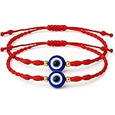 Shalinindia 7-Knot Red Evil Eye Handmade Bracelet Set of 2, Rakhi for Brother, Bhaiya | Adjustable Good Luck Protection Bracelet, Lucky Kabbalah for Men and Women
