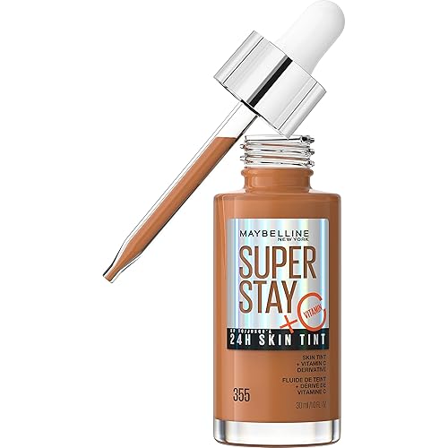 Maybelline New York Super Stay Up to 24HR Skin Tint, Radiant Light-to-Medium Coverage Foundation, Makeup Infused With Vitamin C, 335, 1 Count, Super Stay Tint 355, 1.0 ounces, 0.4542 fluid_ounces