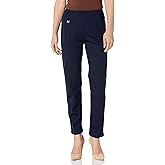 SLIM-SATION Womens Petite Pull on Solid Knit Easy Fit Ankle Pants for Women