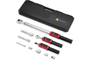 ANPUDS 1/4" 3/8" 1/2" Digital Torque Wrench Screwdriver Set, 11Pcs Electronic Torque Wrench Screwdriver Set, 0.8-53.1 In.lb, 0.66-44.29 Ft.lb, 3.8-250.8 Ft.lb with Vibration Handle for Bike, Moto, Car