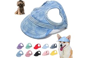 ANKIKINA Outdoor Sun Protection Hood for Dogs, Dog Outdoor Sun Protection Hat, Adjustable Dog Sun Protection Baseball Hat Cap with Ear Holes (Cloud Blue, Small)