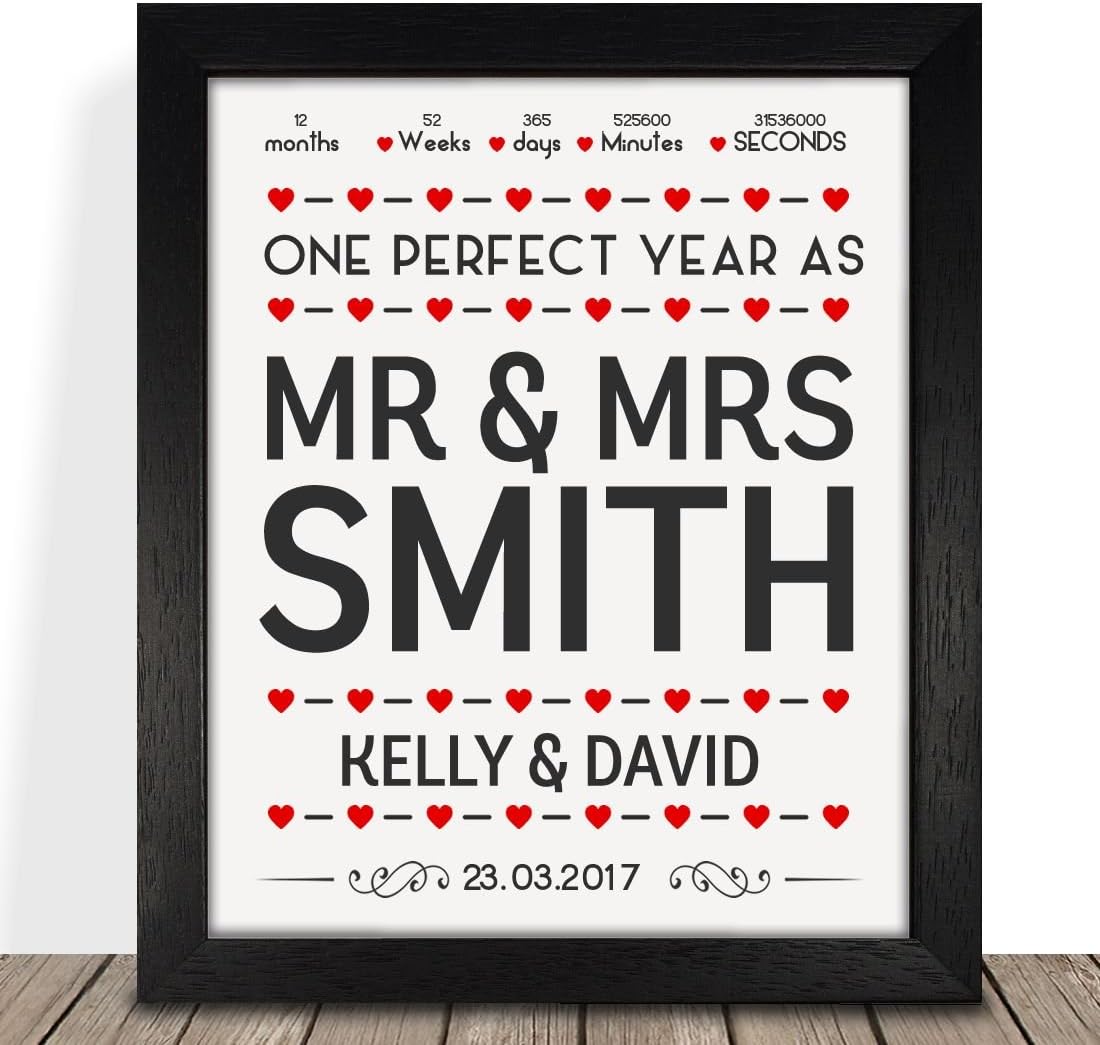 Personalised Presents Gifts For Him Her Husband Wife Couples Boyfriend Girlfriend First Ruby Wedding Anniversary Valentines Day Christmas Xmas Mr And Mrs Sign Framed Prints Posters Home Decor