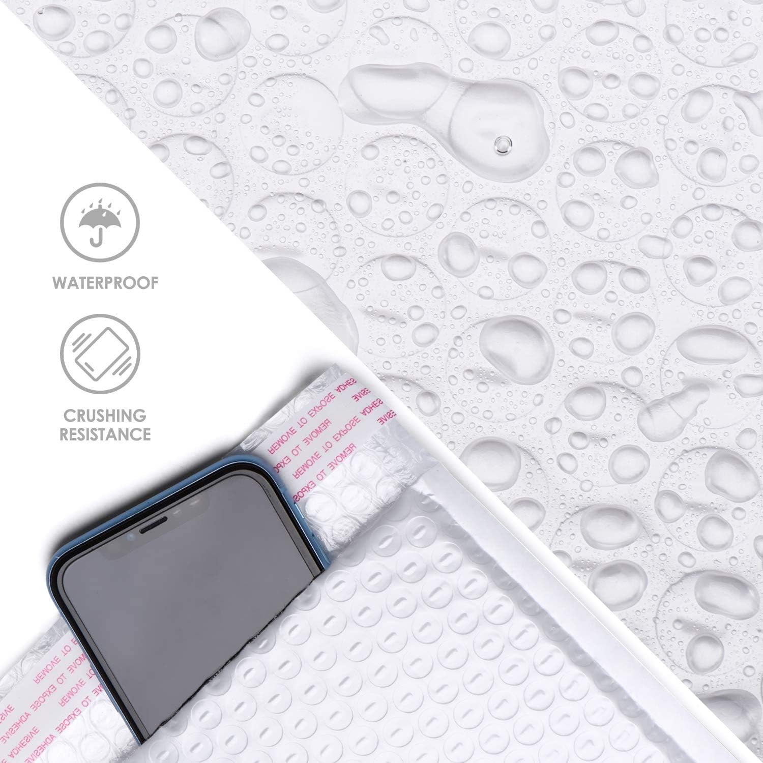 Switory 50pcs Padded Envelopes15.3cmx26.9cm Assorted Color Poly Bubble Mailers A5 Padded Envelopes Bubble Lined Poly Mailer Self Seal for Packaging (White) - Image 3