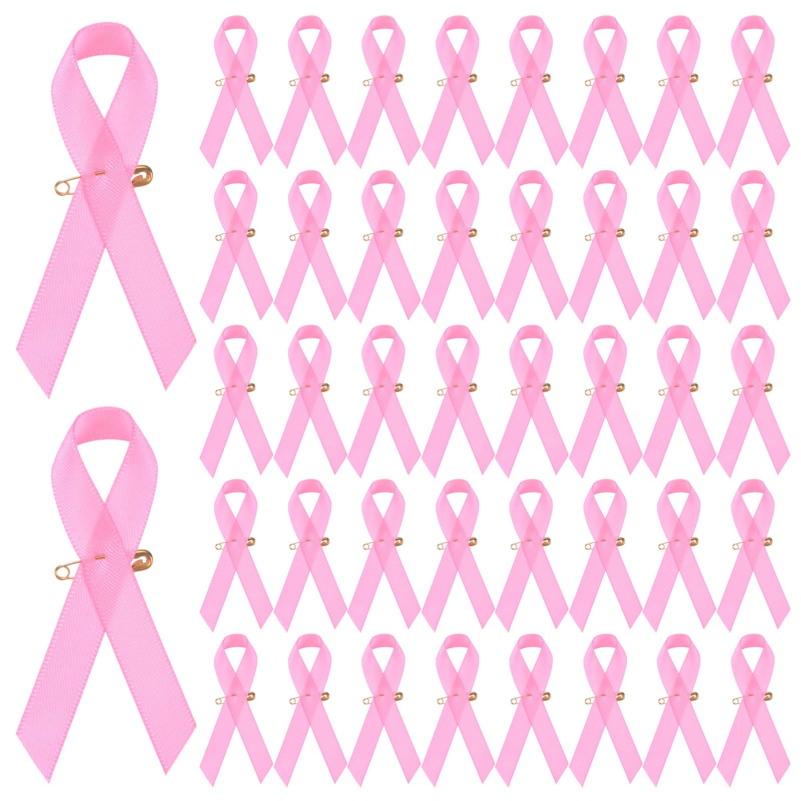 M METERXITY 200-Pack Pink Awareness Ribbons, Satin Ribbon with Safety Pins for Charity Public/Social Event/Party/Clothing Decoration, Hope Faith Awareness Lapel Brooch