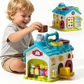 PANITU 20-in-1 Activity House, Educational Sensory Toy for Baby 1 Year Old | Montessori Toy House with Music &amp; Blocks; Open/Close Doors;Touch &amp; Say; Fine Motor Skill. Great 1st Birthday Gift for Baby