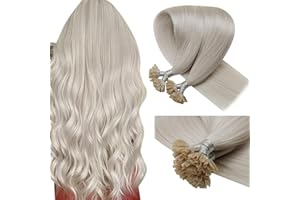 LaaVoo U Tip Hair Extensions Blonde Utip Hair Extensions Human Hair Platinum Blonde U Tip Hair Extensions Real Human Hair 18 Inch Silky Straight Blonde 50set 50g