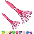BLUEWING 10pcs Trolling Squid Skirts Fishing Saltwater with Float Inside 6in/9in Octopus Lures for Tuna, Mahi, Marlin, Big Game Fish