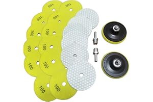 ANTENGDATOOL 16 Packs Dry Diamond Polishing Pads Grit 100, 4 Inch Dry/Wet Granite Sanding Pad for Bufffing Marble Quartz Concrete Stone Tiles Used for Grinder Polisher Drill