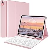kenke Keyboard Case for iPad (A16) 11 Inch 2025 / 10th Generation 2022 10.9 Inch, Stand Folio Smart Cover with Magnetically Detachable Wireless Keyboard for iPad 11th/10th Gen, Light Pink