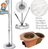 SWISSPACK Revolving Spin Mop and Bucket Set Orange Grey with Extra Pads view 6