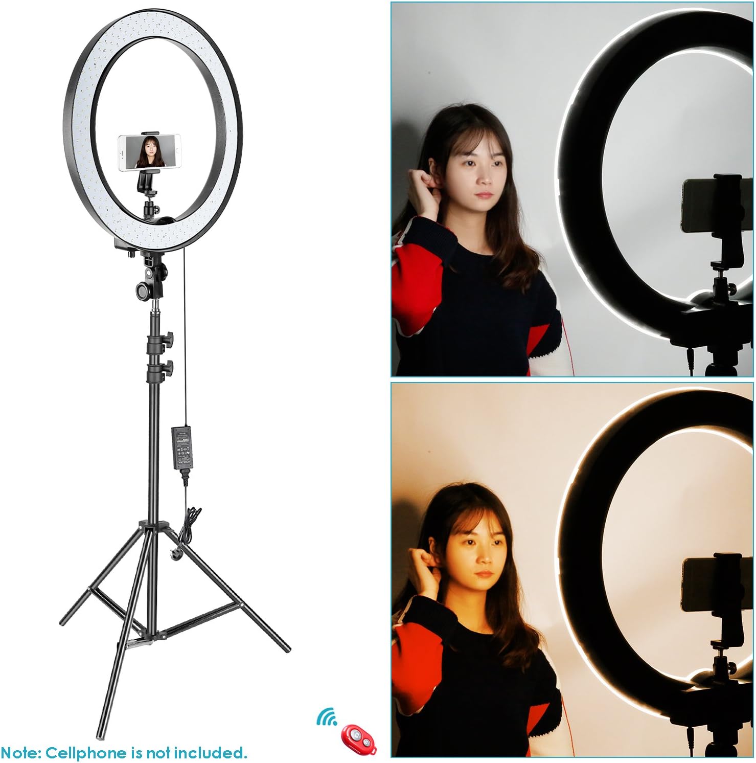 NEEWER 18 Inch/45cm LED Ring Light with Tripod Stand, Phone Holder - Image 4