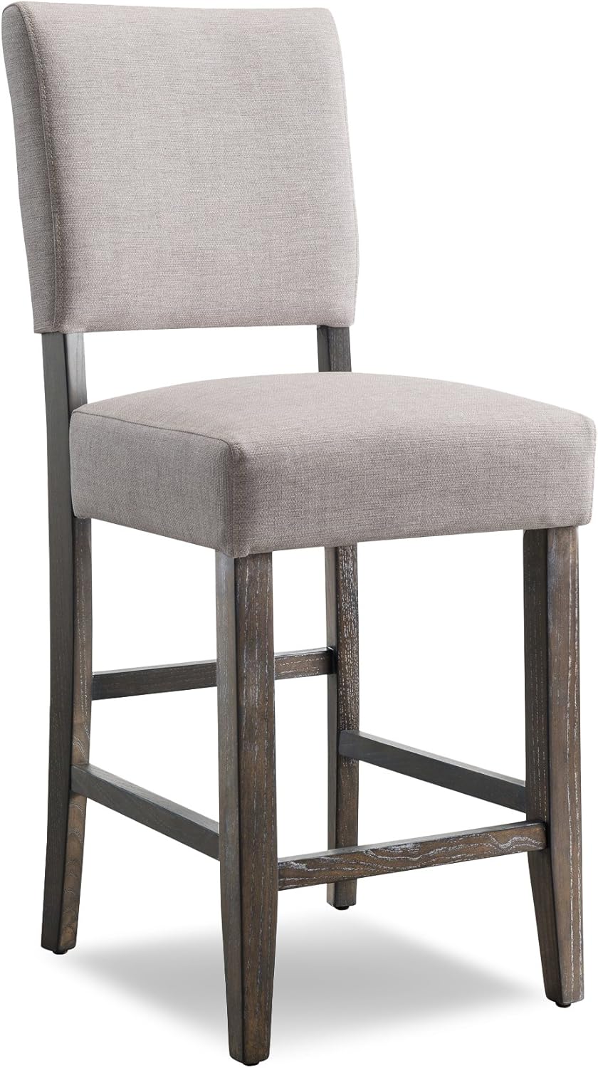 Leick Upholstered Back Counter Height Barstool (Set of 2), Grey: Furniture & Decor