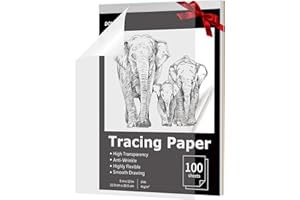 DONYANG Tracing Paper 9"x12", 100 Sheets Transparent Vellum Paper for Tracing Pads, Christmas Birthday Gifts for Adults Teens, 25lb/41gsm Translucent Tracing Paper for Sketching, Drawing, Black