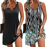 Ekouaer 2 Pack Nightgowns for Women Sleeveless Sleep Dress Tank Sleepshirt Chemise V Neck Sleepwear