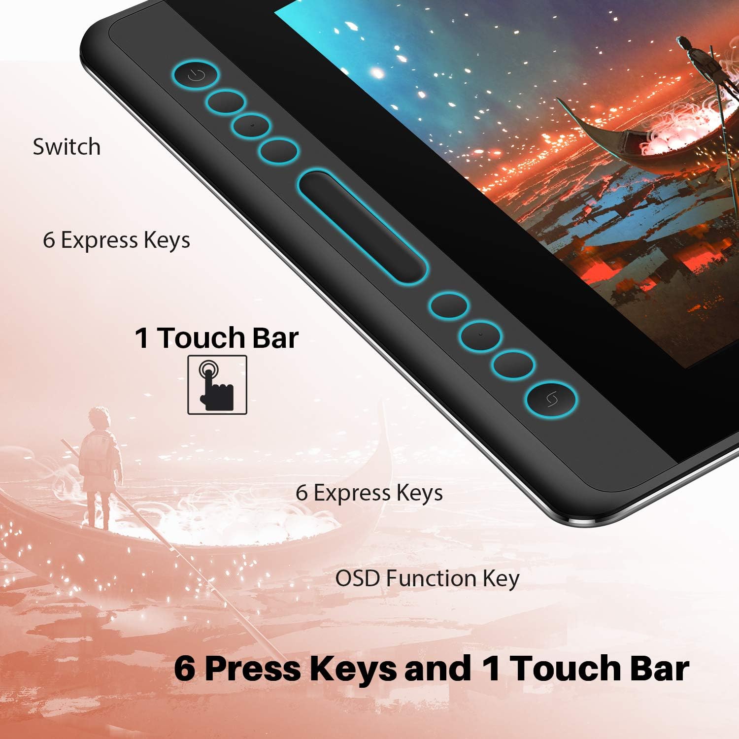 Huion KAMVAS Pro 16 Graphics Drawing Tablet with Full-Laminated Screen Tilt Battery-Free Stylus Touch Bar Adjustable Stand- 15.6 Inches Pen Display: Computers & Accessories