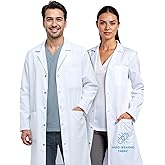 Unisex Medical Lab Coat for Men & Women, Hip & Chest Pockets, Classic Fit, Snap Closing, 40" Length