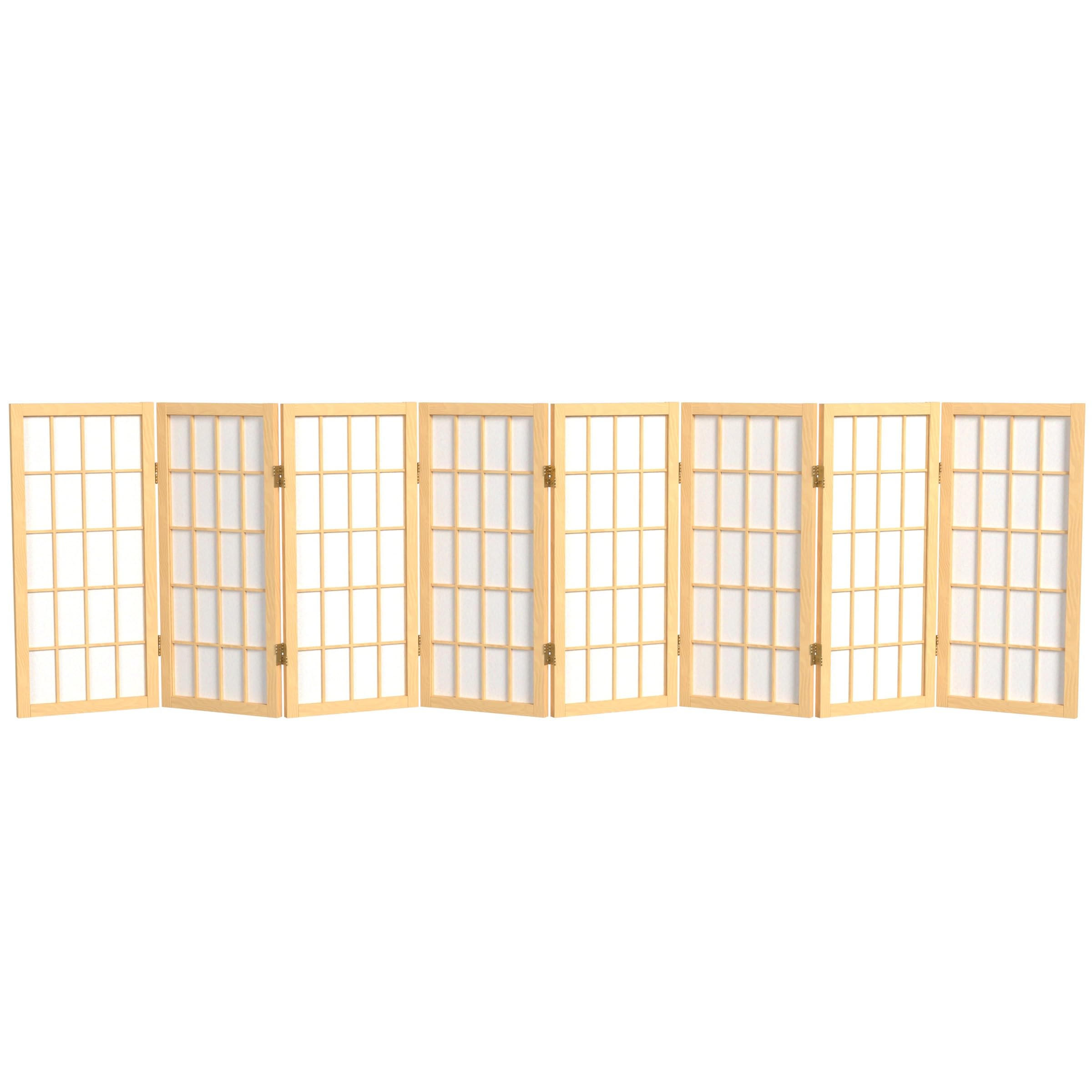 2 ft. Short Desktop Window Pane Shoji Screen – Natural – 8 Panels