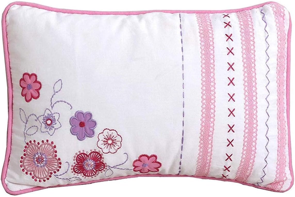 Pink Rectangle Decorative Throw Pillow White Floral Casual