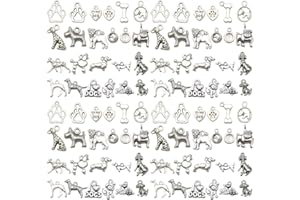 WOCRAFT 120pcs Antique Silver Dog Charm for Jewelry Making Alloy Pet Dog Puppy Charms for DIY Crafts (SN009)