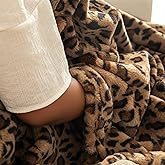 BOV Cheetah Print Blanket for Effortless Cudding, 2-Layer with Arm-Insert Layer Cozy Flannel Rabbit Faux Fur Leopard Throw Blanket for Chair Couch Sofa Bed, Fuzzy Fluffy Soft Plush Blanket 50"x60"