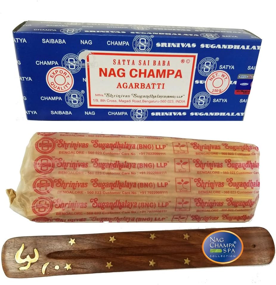 SATYA SAI Baba NAG Champa Incense (BNG) - Bulk 250 Gram Box with Free Holder