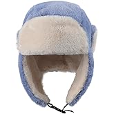 Kids Winter Trapper Hat Cozy Thermal Fleece Ushanka Earflap Cap Cute Windproof Fur Cap for Outdoor Ski Accessories