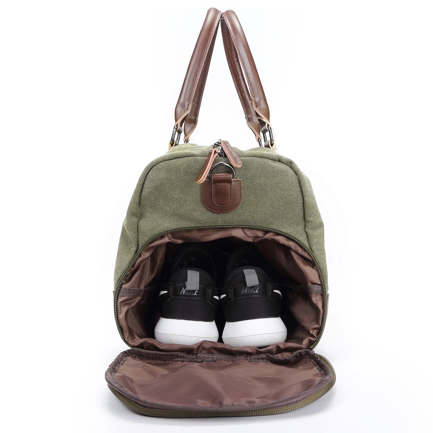 Fresion Casual Reisetasche Sporttasche Weekender Tasche Umhängetasche Duffel Bag für Damen Herren mit Großen Kapazität Armeegrün
