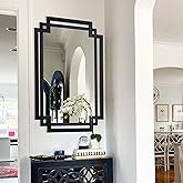 Autdot Black Decorative Mirror for Wall Decor, 24" x 36" Large Elegant Living Room Mirror with Irregular and Rectangular Meta
