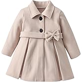 Happy Cherry Toddler Girls Double Breasted Dress Coat Classic Wool Peacoat Button Winter Trench Coat for Kids