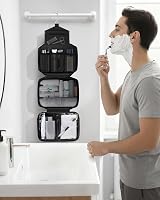 Maliton Hanging Toiletry Bag Waterproof Large Foldable Travel Wash Bag Black view 7