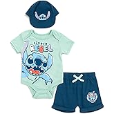 Disney Pixar Baby Bodysuit, Shorts and Baseball Cap 3 Piece Outfit Set Newborn to Infant Sizes (Newborn - 24 Months)